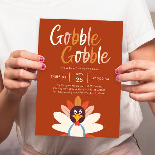 Gobble Gobble Thanksgiving Dinner Party-inbjudan Inbjudningar
