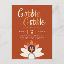 Gobble Gobble Thanksgiving Dinner Party-inbjudan