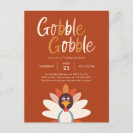 Gobble Gobble Thanksgiving Dinner Party-inbjudan Vykort