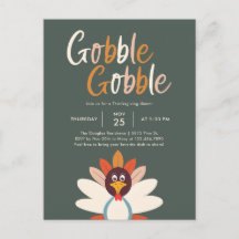Gobble Gobble Thanksgiving Dinner Party-inbjudan