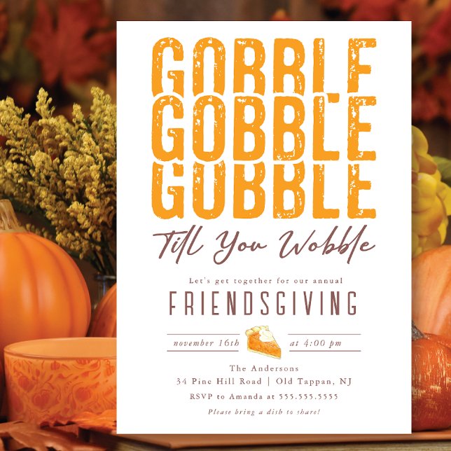 Gobble Gobble Thanksgiving Friendsgiving Inbjudningar (Skapare uppladdad)
