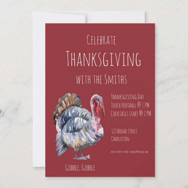 Gobble, Gobble,Thanksgiving Party-inbjudan Inbjudningar (Framsida)