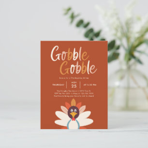 Gobble Gobble Thanksgiving Party Inbjudan vykort