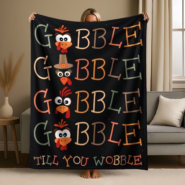 Gobble Gobble Till You Wobble Funny Thanksgiving Fleecefilt (Skapare uppladdad)