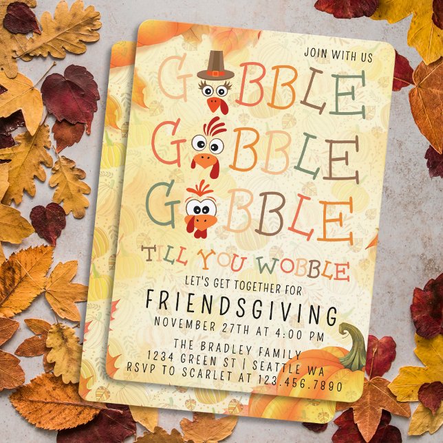 Gobble Gobble Till You Wobble Funny Thanksgiving Inbjudningar (Skapare uppladdad)
