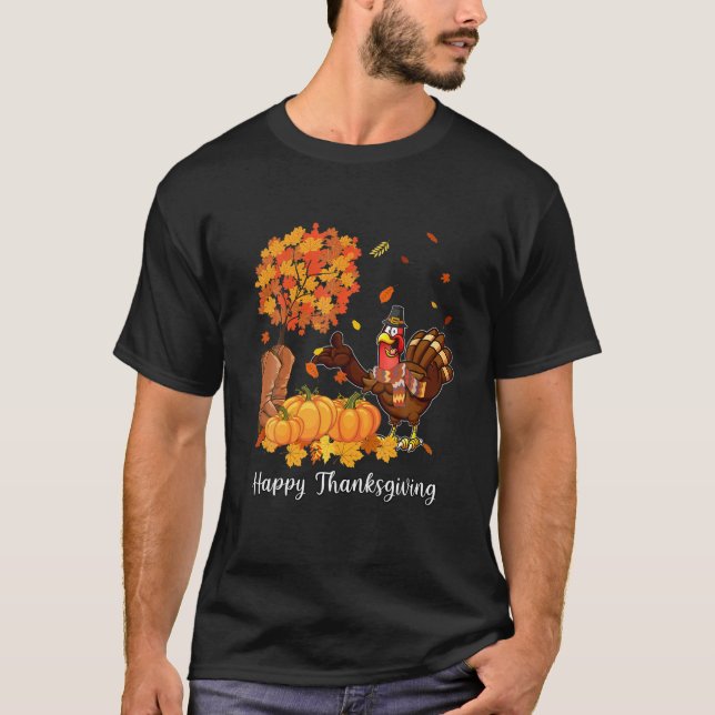 Gobble Gobble Turkey Autumn Fall Lycklig Thanksgiv T Shirt (Framsida)