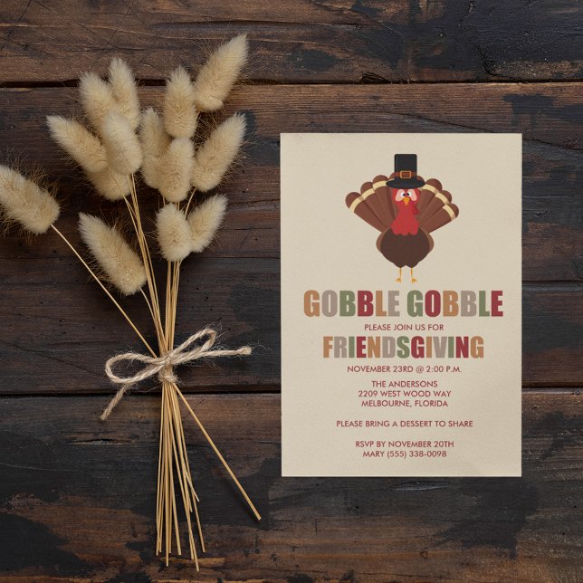 Gobble Gobble Turkey Friendsgiving Dinner Inbjudan (Skapare uppladdad)