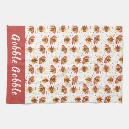 Gobble Gobble Turkey Mönster Thanksgiving Kökshandduk