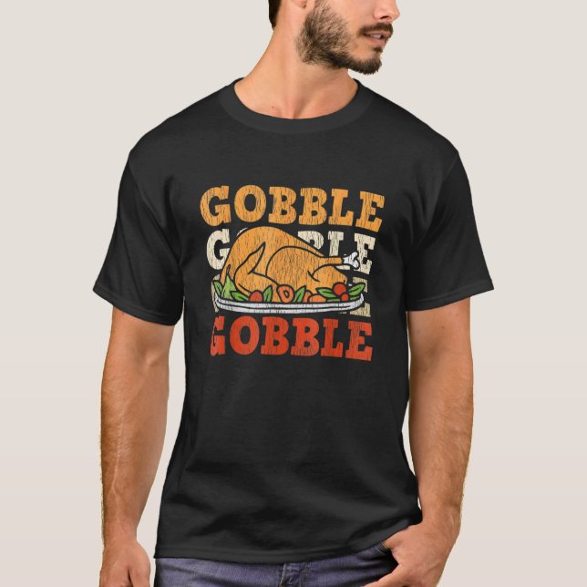 Gobble Gobble Turkey Thanksgiving Day Family Match T Shirt (Framsida)