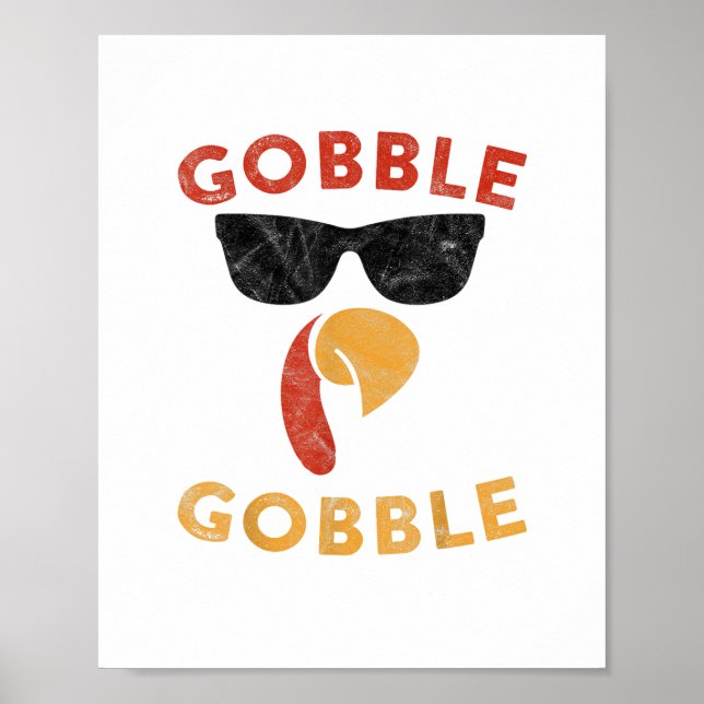 Gobble Gobble Turkey Thanksgiving Day Gifts Vintag Poster (Framsidan)