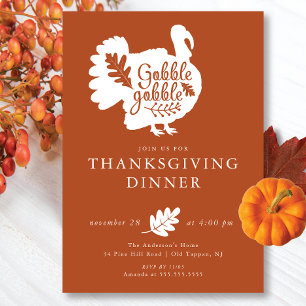 Gobble Gobble Turkey Thanksgiving Dinner Inbjudningar