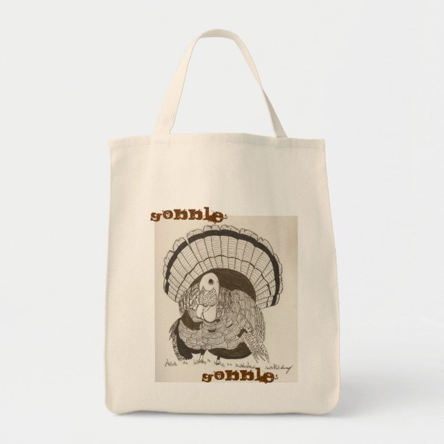 Gobble Gobble Turkey Tote Bag Tygkasse (Framsidan)