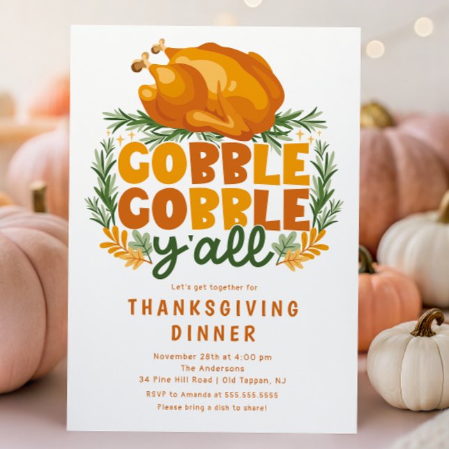 Gobble Gobble Y'all Thanksgiving Inbjudningar (Skapare uppladdad)