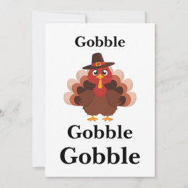 Gobble Happy Thanksgiving Cute Turkey Minimalistic Julkort