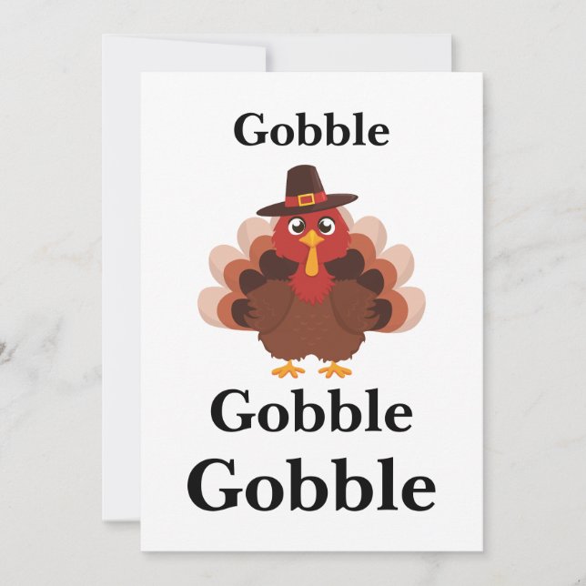 Gobble Happy Thanksgiving Cute Turkey Minimalistic Julkort (Framsida)