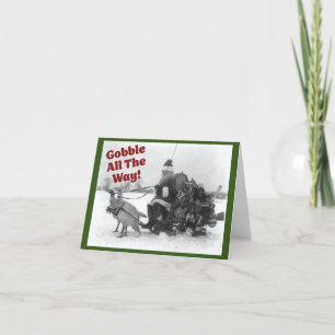 Gobble hela vägen, roligt julkort för kalkoner helgkort