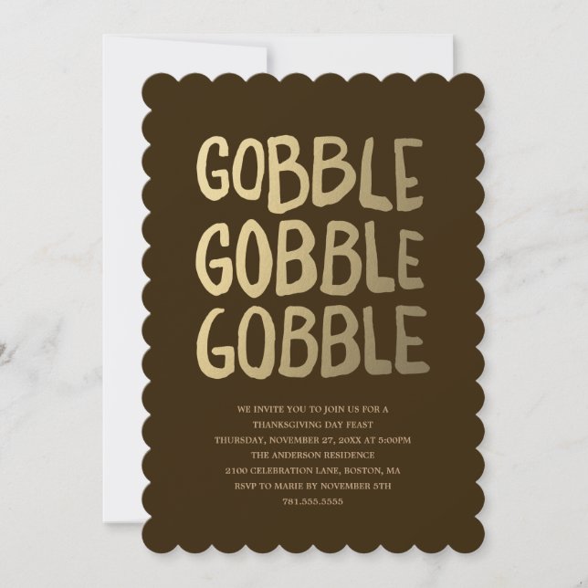 Gobble | Inbjudan till Thanksgiving på middag (Framsida)