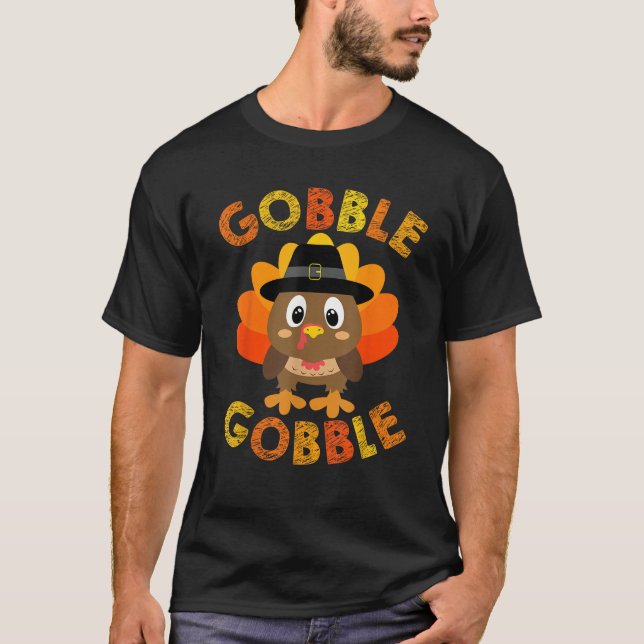 Gobble presenterar Thanksgivingar Women Manar Småb T Shirt (Framsida)
