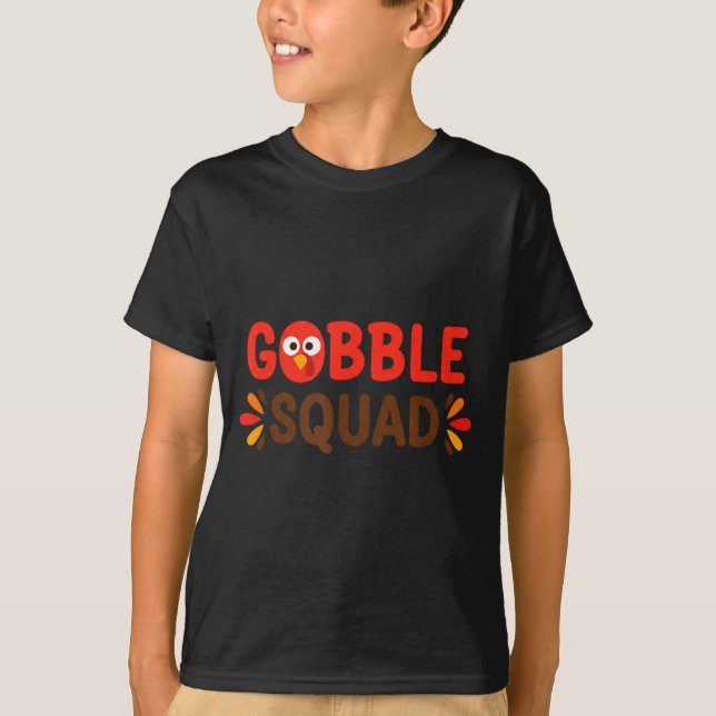 Gobble Squad Thanksgiving kalkon dag lunch Dama Ca T Shirt (Framsida)