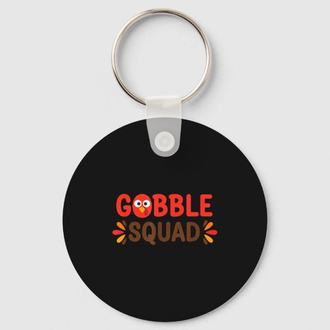 Gobble Squad Thanksgiving Turkey Day Lunch Lady Ca Nyckelring (Framsida)