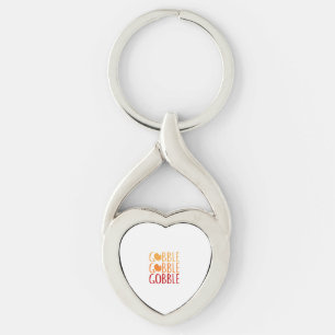 Gobble Thanksgiving Turkey Family Manar Women Twisted Heart Silverfärgad Nyckelring