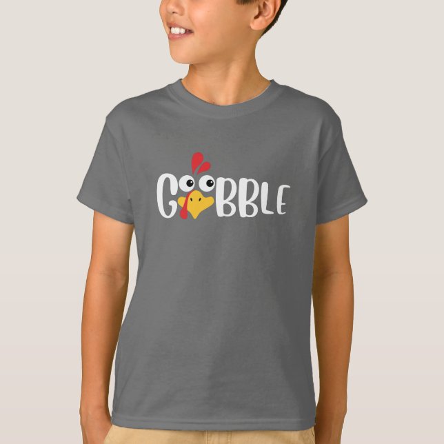 Gobble Thanksgiving Turkey T Shirt (Framsida)