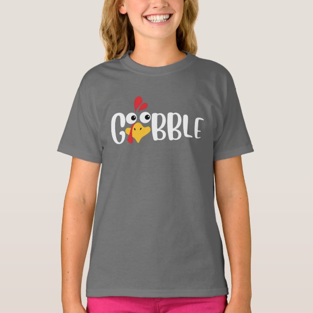 Gobble Thanksgiving Turkey T Shirt (Framsida)