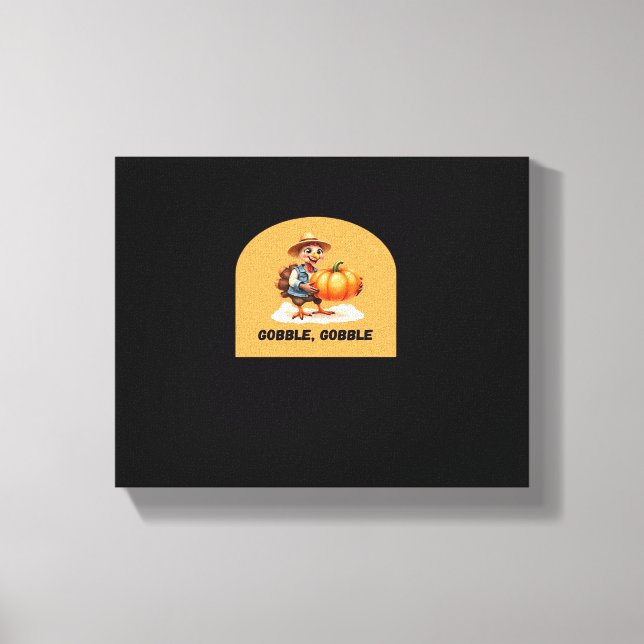 Gobble Thanksgiving Turkiet med Pumpkin Cl Canvastryck (Framsida)