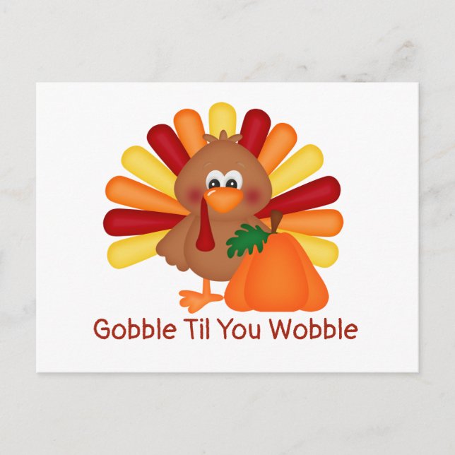 Gobble Thanksgiving Vykort (Framsida)