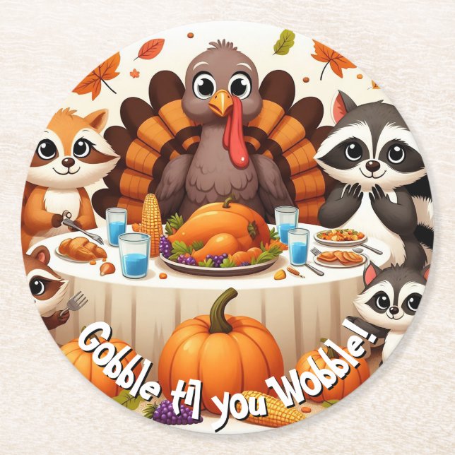 Gobble til we Wobble Underlägg Papper Rund (Framsidan)