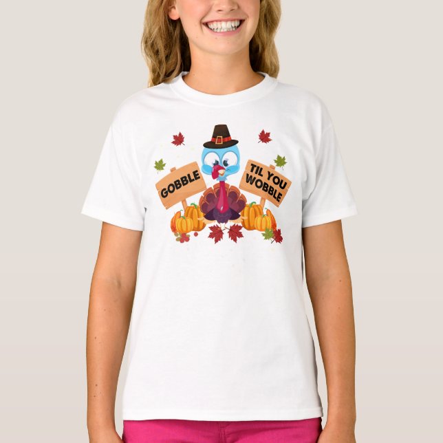 Gobble Til You Wobble Baby Outfit Småbarn Thanksgi T Shirt (Framsida)