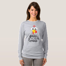 Gobble Til You Wobble Funy Turkey Ansikte T-Shirt