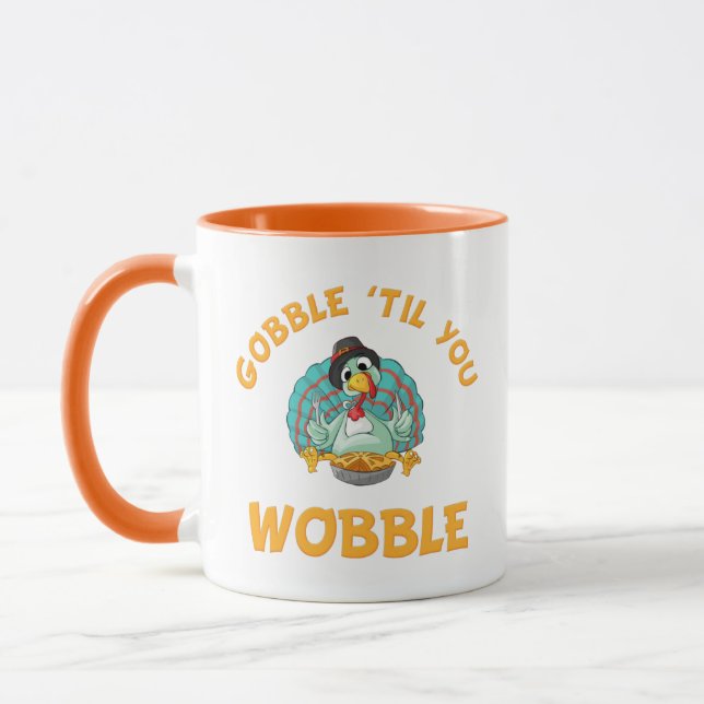 Gobble Til You Wobble-Thanksgivingen Turkiet Mugg (Vänster)