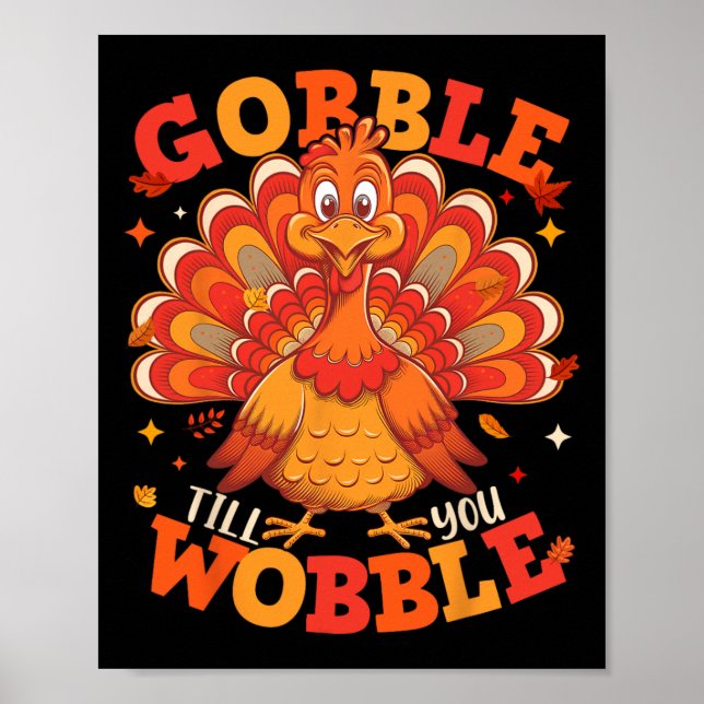 Gobble Til you Wobble Turkey Pilgrim Boys Manar th Poster (Framsidan)