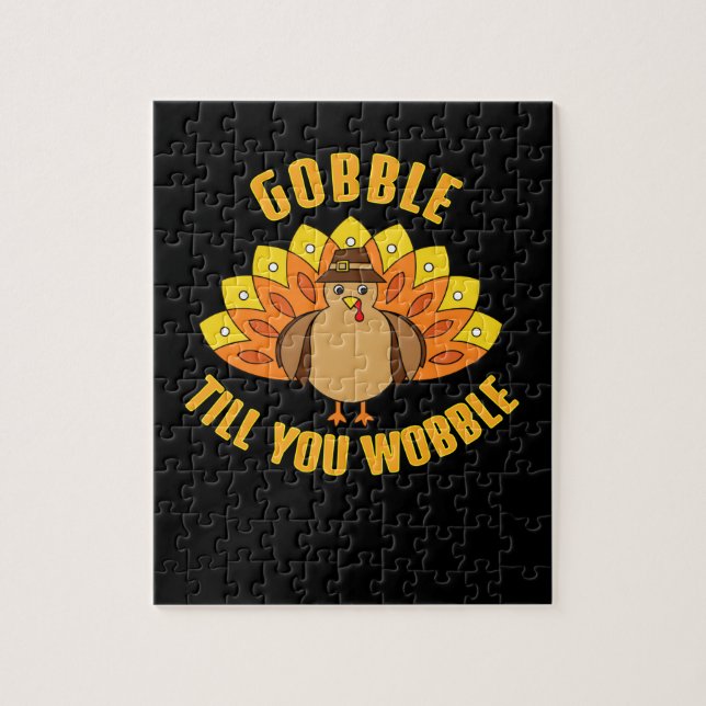 Gobble till dig Wobble Funny Thanksgiving Pussel (Vertikal)