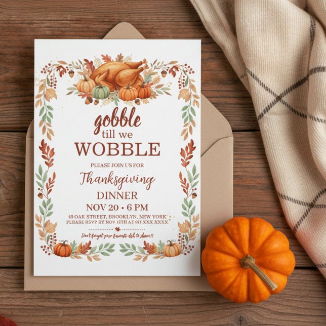 Gobble Till We Wobble Thanksgiving-inbjudan Inbjudningar (thanksgiving invitation)