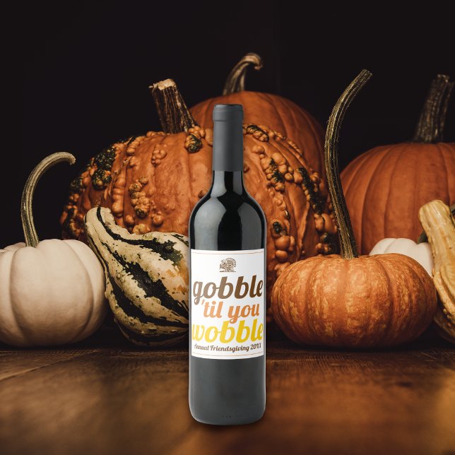 Gobble tills du vacklar från Friendsgiving Vinflaska Etikett (Skapare uppladdad)