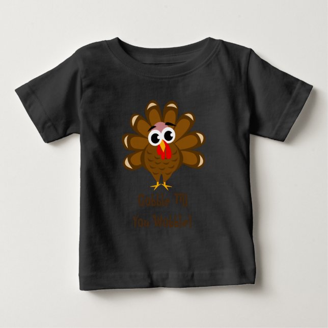 Gobble tills du vrider Thanksgiving lustig kalkon Tee Shirt (Framsida)