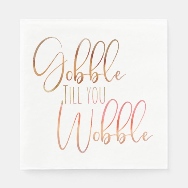 Gobble tills du Wobble Watercolor Thanksgiving Pappersservett (Framsidan)