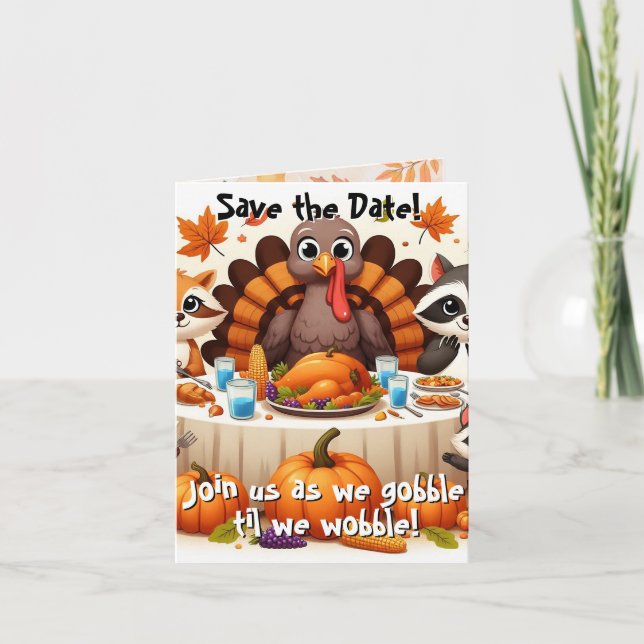 Gobble tills vi Wobble Save Date Meddelande (Framsida)