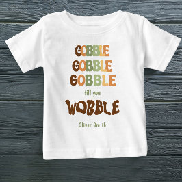 Gobble to you wobble Custom Name Retro Färg T Shirt