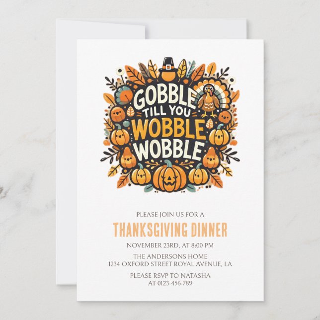 Gobble to Your Wobble Thanksgiving Inbjudningar (Framsida)