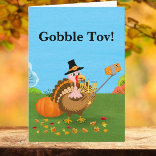 Gobble Tov! Kalkon tar en selfie med Menorah Kort