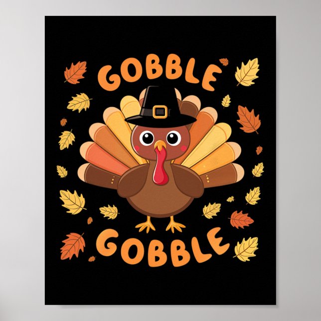 Gobble Turkey Thanksgiving Fall Autumn Harvest Poster (Framsidan)