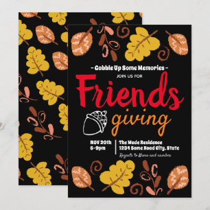 Gobble Up Friendsgiving Bladmönster Inbjudningar