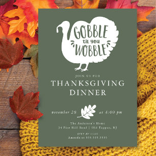 Gobble Wobble Turkey Thanksgiving Inbjudningar