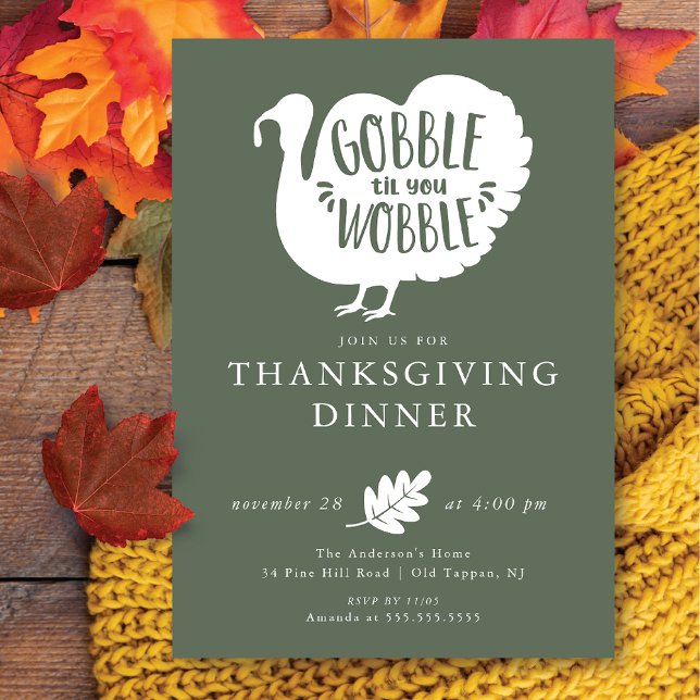 Gobble Wobble Turkey Thanksgiving Inbjudningar (Skapare uppladdad)