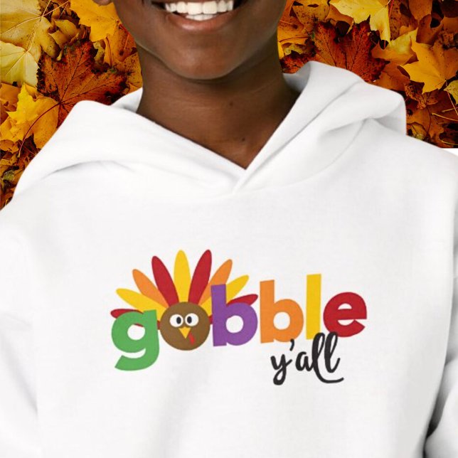 Gobble Yall Funny Thanksgiving Day Colorful Turkey T Shirt (Kids Gobble Y'all Funny Thanksgiving Day Colorful Turkey Shirt)