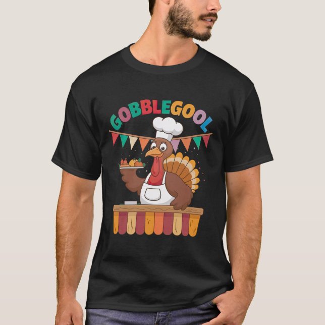 Gobblegool Funny Turkey Chef T Shirt (Framsida)