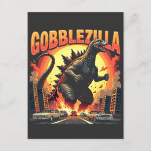 Gobblezilla Kuslig Kalkon Thanksgiving Gobble Inbjudan Vykort